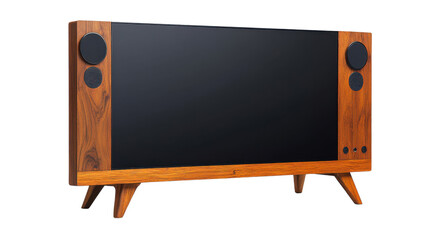 Obraz premium Tv with wooden frame isolated on white background 