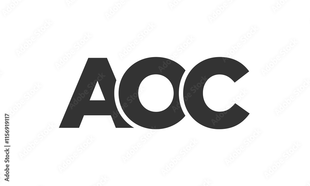 Poster AOC logo design template with strong and modern bold text. Initial based vector logotype featuring simple and minimal typography. Trendy company identity.