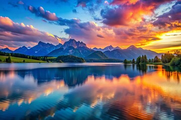 Forggensee Panorama: Lake and Mountains at Dusk - Breathtaking Bavarian Landscape