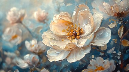 Creamy Flower Blossom: An Impasto Painting