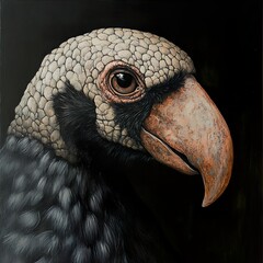 Close-up of a Dark Bird's Head: A Detailed Portrait
