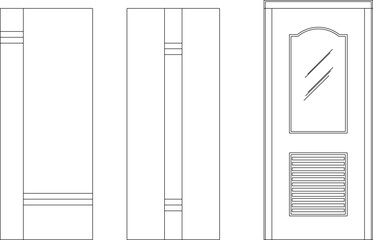 vector sketch illustration silhouette design of modern classic vintage ethnic wooden door furniture.eps