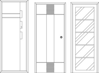 vector sketch illustration silhouette design of modern classic vintage ethnic wooden door furniture.eps