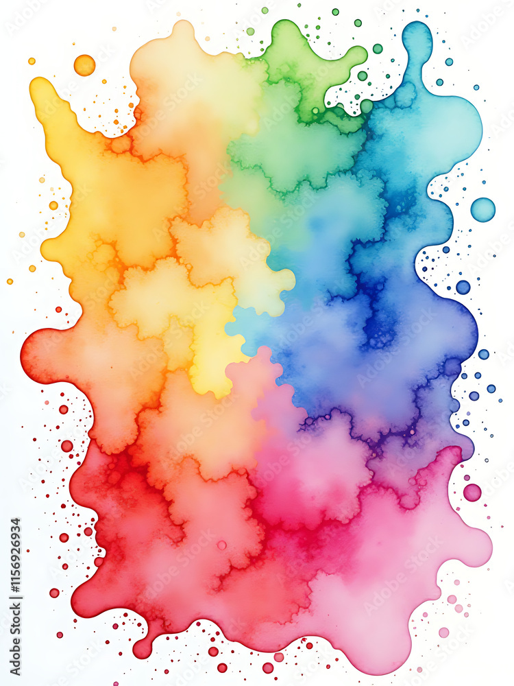 Aufkleber vibrant watercolor splashes in various colors are isolated on a textured white background, created u