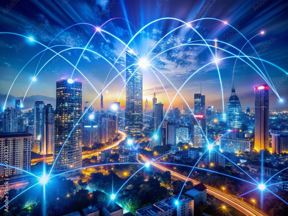 Poster Global 5G Network Connectivity: High-Speed Internet & Cloud Computing Data Flow