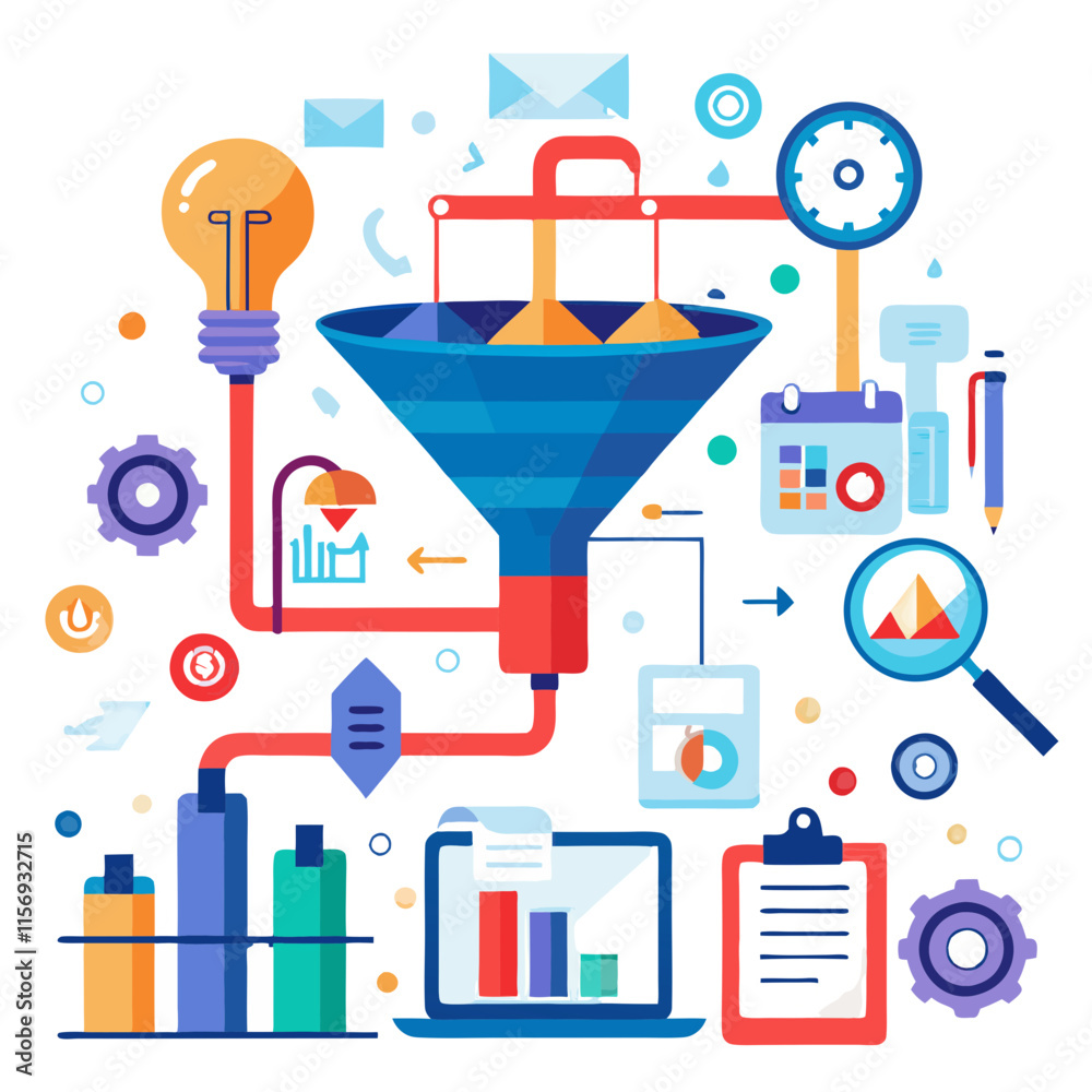 Poster digital pipeline transforming ideas into actionable solutions with structured visualization