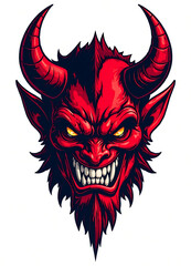 Devil and demon head tattoo set, vector illustration isolated on white background