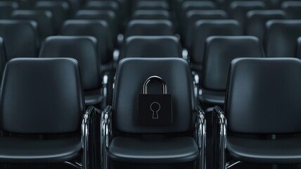 Obraz premium Cyber Security Padlock on Chair Data Protection Remote Work
