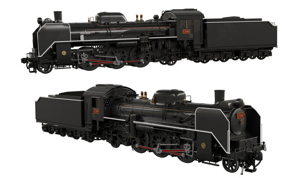 JNR C58 Steam Locomotive isolated on white