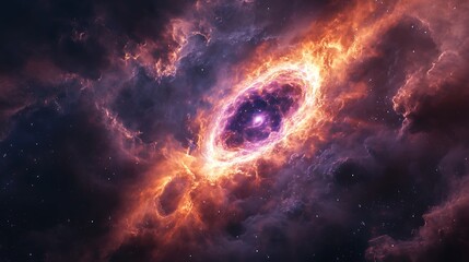 Obraz premium Fiery Nebula Explodes Vividly Across Cosmic Canvas: Digital Painting in a Fiery Abstract Style. AI Generated