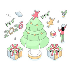 An illustration design of christmas tree
