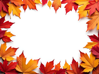 Vibrant Autumn Foliage Borders A Small Area With A Simple White Background, Creating A Calm And Serene Atmosphere Overall. 00001