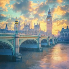 Fototapeta premium Westminster Bridge spans the Thames in London.