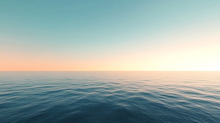 Obraz premium Serene Sunset Sea: Wide Shot Photo of Calm Ocean Waters at Dusk. AI Generated