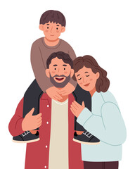 Happy family hugging. Mom dad and daughter.Concept of a happy family full of love