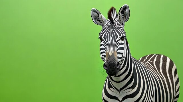 Zebra on Green Screen: Majestic Wildlife Footage for Creative Projects