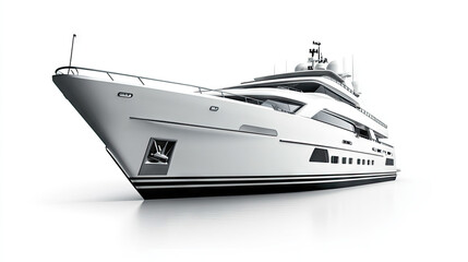 a luxury yacht, white background