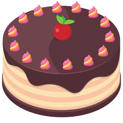 Chocolate Layer Cake with Cherry and Whipped Cream Decor