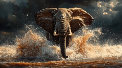 Elephant Dynamic Charge Motion on the Water