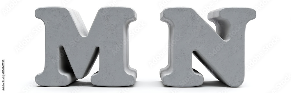 Poster Two Stone Letters M And N Are Isolated On A White Background For Easy Viewing And Recognition Purposes Always. 00003
