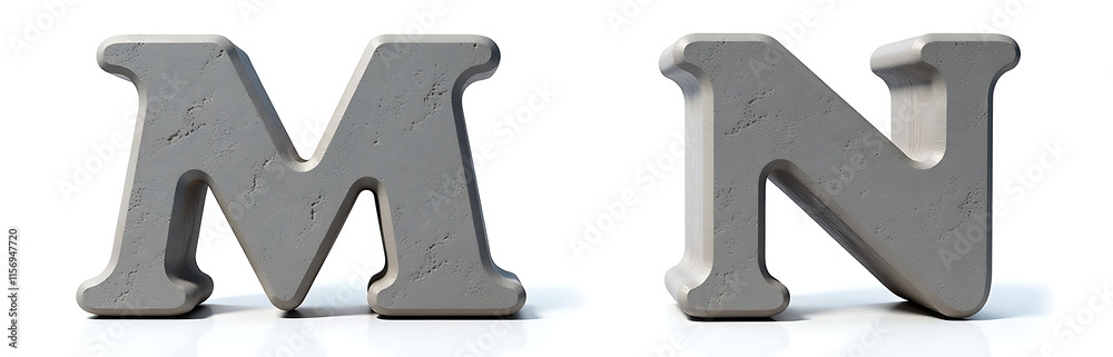 Poster Two Stone Letters M And N Are Isolated On A White Background For Easy Viewing And Recognition Purposes Always. 00002