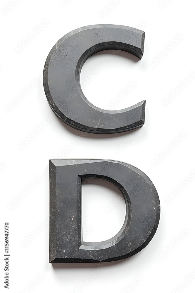 Poster Two Stone Letters C And D Isolated Against A Clean White Background For Easy Viewing And Design Purposes. 00002