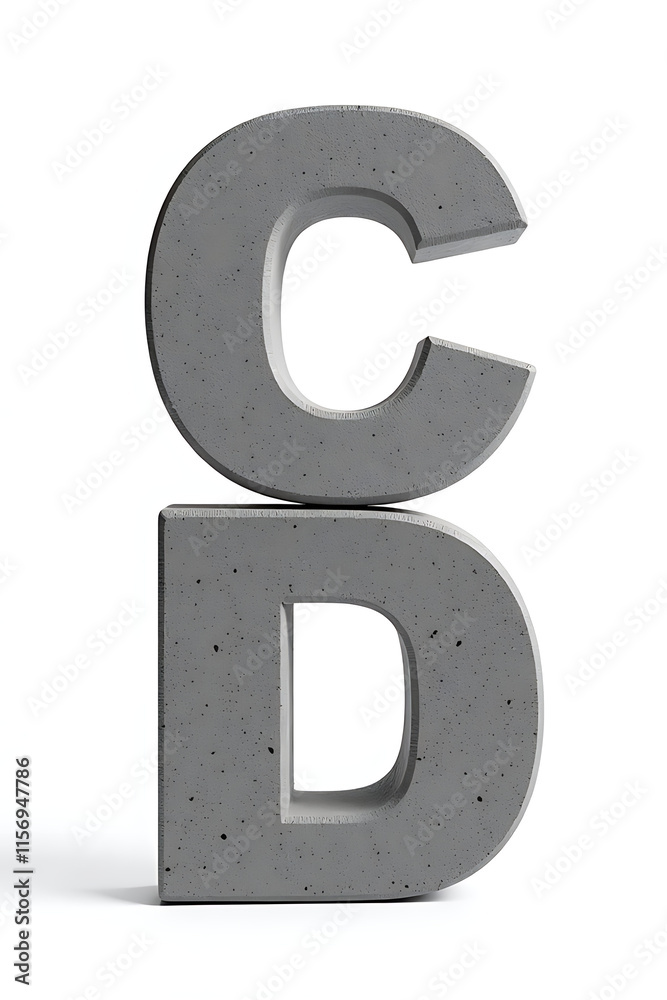 Poster Two Stone Letters C And D Isolated Against A Clean White Background For Easy Viewing And Design Purposes. 00001