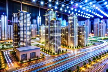 Obraz premium Long Exposure: City Development Plan - Residential Complex Construction Exhibition