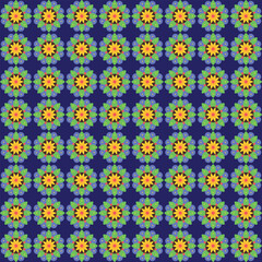 Beautiful mandala shape design featuring a black, blue, and green tile pattern. Ideal for backgrounds, templates, and creative projects. Fully editable vector for versatile design use.