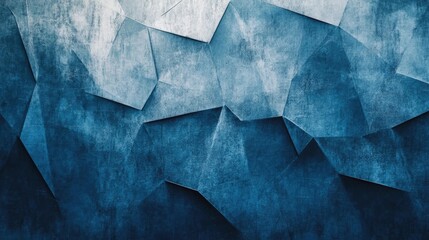 A dynamic abstract background featuring overlapping geometric shapes in varying shades of blue, creating an artistic and textured visual.