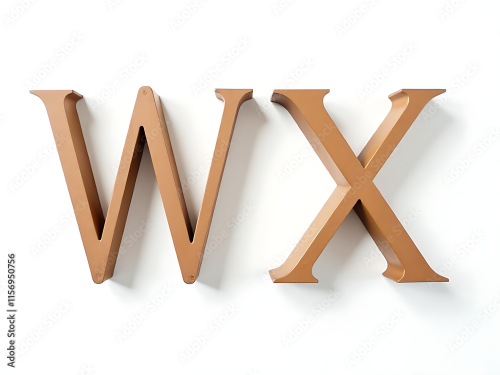 Aufkleber Two Isolated Letters W And X Are Placed Side By Side On A Clean White Background With Plenty Of Empty Space Around Them. 00001