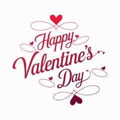 Happy Valentines Day greeting card. Calligraphic design for print cards, banner, poster Hand drawn text lettering for Valentines Day with hearts shape Vector illustration isolated on white background.