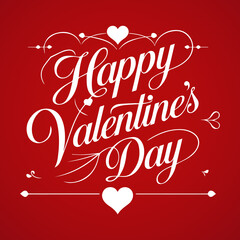 Happy Valentines Day greeting card. Calligraphic design for print cards, banner, poster Hand drawn text lettering for Valentines Day with hearts shape Vector illustration isolated on white background.