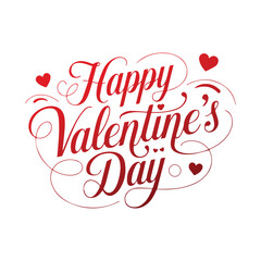 Happy Valentines Day greeting card. Calligraphic design for print cards, banner, poster Hand drawn text lettering for Valentines Day with hearts shape Vector illustration isolated on white background.