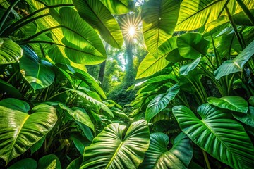 Lush Jungle Leaf Stage: Exotic Product Photography Backdrop