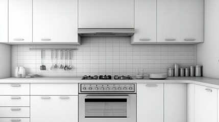 Fototapeta premium Modern Minimalist Kitchen Design with Stainless Steel Appliances