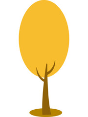 Simple illustration of a tree with a brown trunk and branches, complemented by a large, oval-shaped yellow canopy. The design is minimalistic and visually clean.