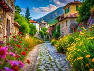 Obraz premium Macro Photography: Dimitsana Village Road, Peloponnese, Greece - Stunning Close-Up Detail