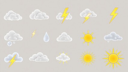 A Set Of Weather Forecast Icons With 
 A Transparent Background