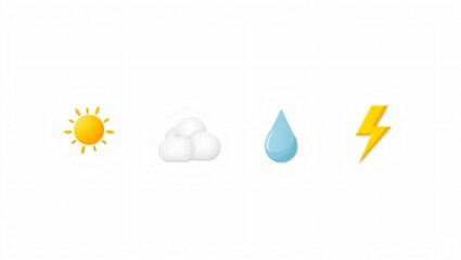 Obraz premium Set Of Aesthetic Weather Symbol Icons