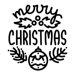 Elegant handwritten holiday message framed by minimalist holly and berries, created as a high-quality vector image. Merry Christmas