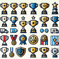 Vector collection of trophies as prizes in a competition