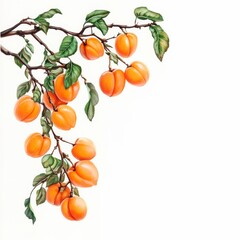 Apricot branch on white.