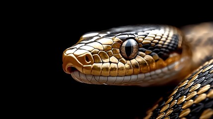 Fototapeta premium A close up of a snake's head on a black background