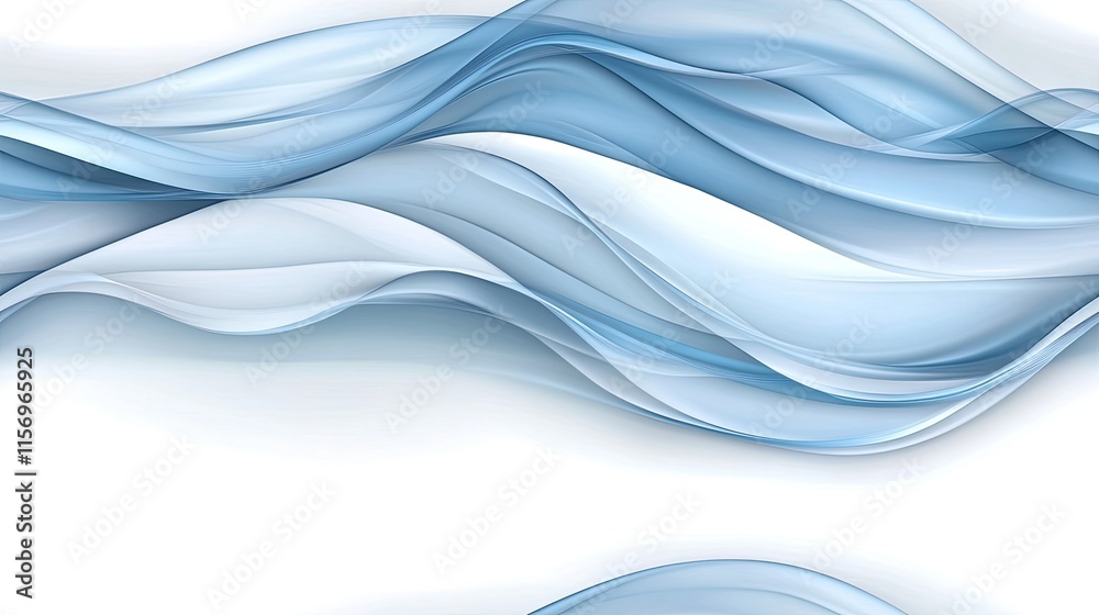 Poster this captivating abstract design features smooth blue waves with luminous highlights, creating a ser