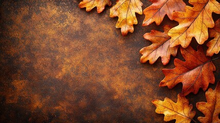 Obraz premium A close-up of autumn leaves arranged around a textured background, perfect for seasonal themes 