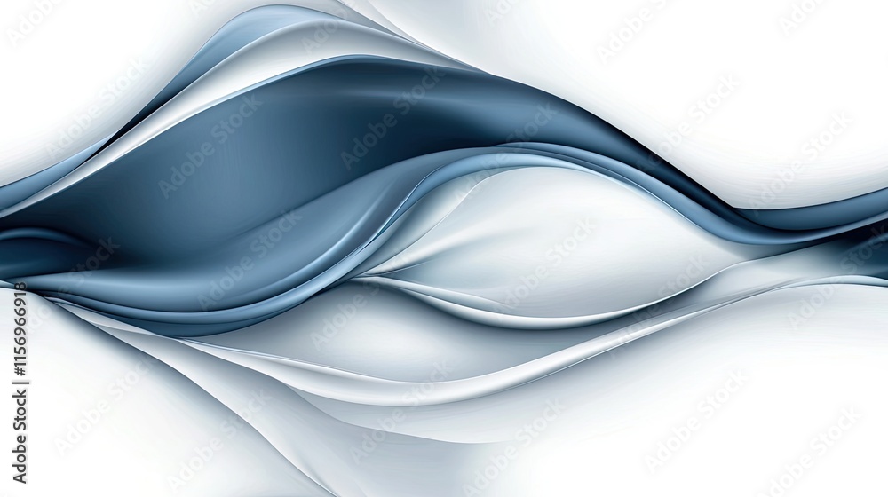 Poster this captivating abstract design features smooth blue waves with luminous highlights, creating a ser
