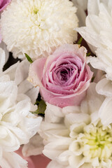 a bouquet of a large number of white flowers for a gift