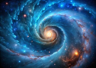 Majestic Whirlpool Galaxy: Vivid Blue Cosmic Swirl - Stock Photo
