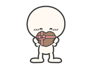 バレンタインのチョコレートを持っている人物のベクターイラスト02